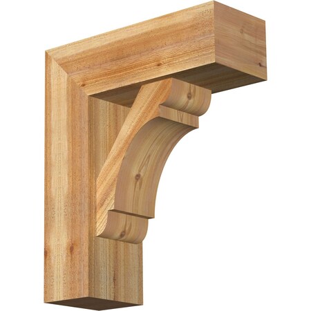 Ekena Millwork Olympic Block Rough Sawn Bracket w/ Offset Brace, Western Red Cedar, 8"W x 22"D x 26"H BKT0806X22X26OLY05RWR
